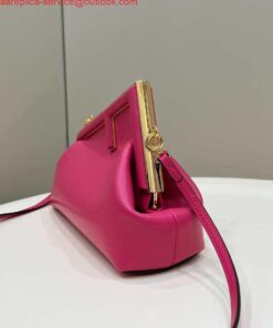 Replica Fendi 8BP129 First Small Fuchsia leather bag 80018M Rose Red 2