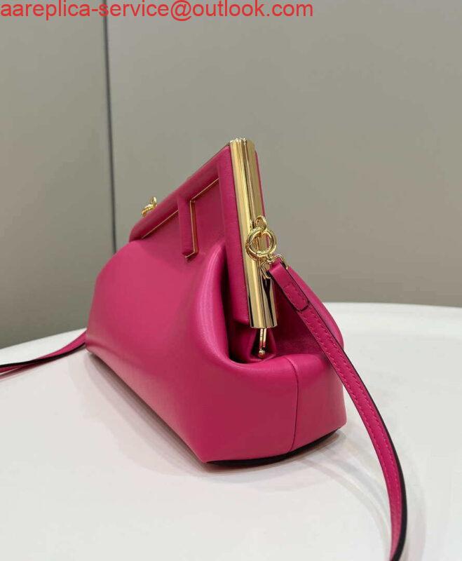 Replica Fendi 8BP129 First Small Fuchsia leather bag 80018M Rose Red 2