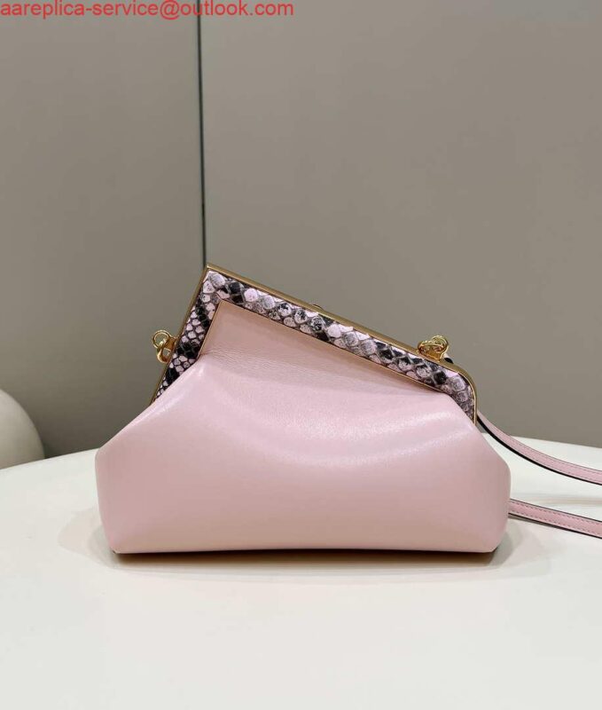 Replica Fendi 8BP129 First Small Fuchsia leather and python leather bag 80043M Pink