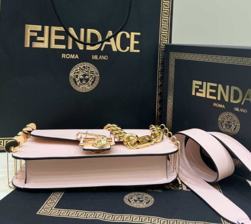 Replica Fendi 8BR801 Baguette brooch Fendace Pink leather 8563 bag 4