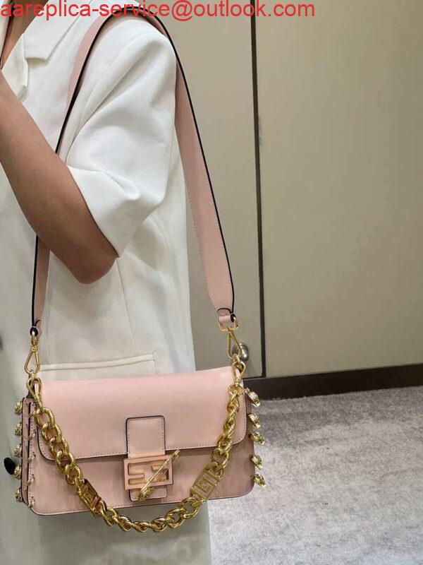 Replica Fendi 8BR801 Baguette brooch Fendace Pink leather 8563 bag 10