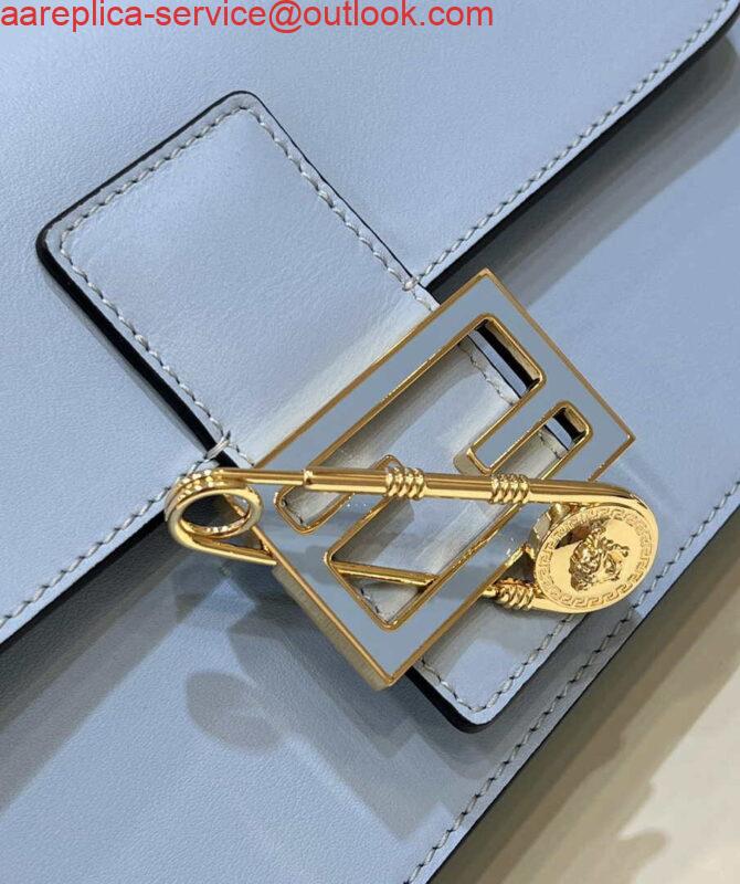 Replica Fendi 8BR801 Baguette brooch Fendace Blue leather 8563 bag 3