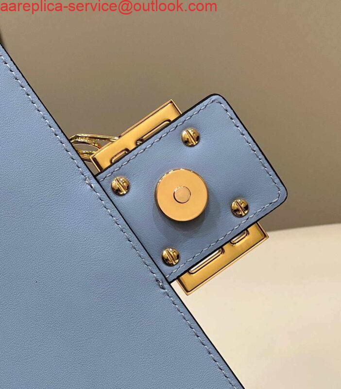 Replica Fendi 8BR801 Baguette brooch Fendace Blue leather 8563 bag 4