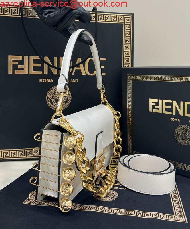 Replica Fendi 8BR801 Baguette brooch Fendace White leather 8563 bag 2