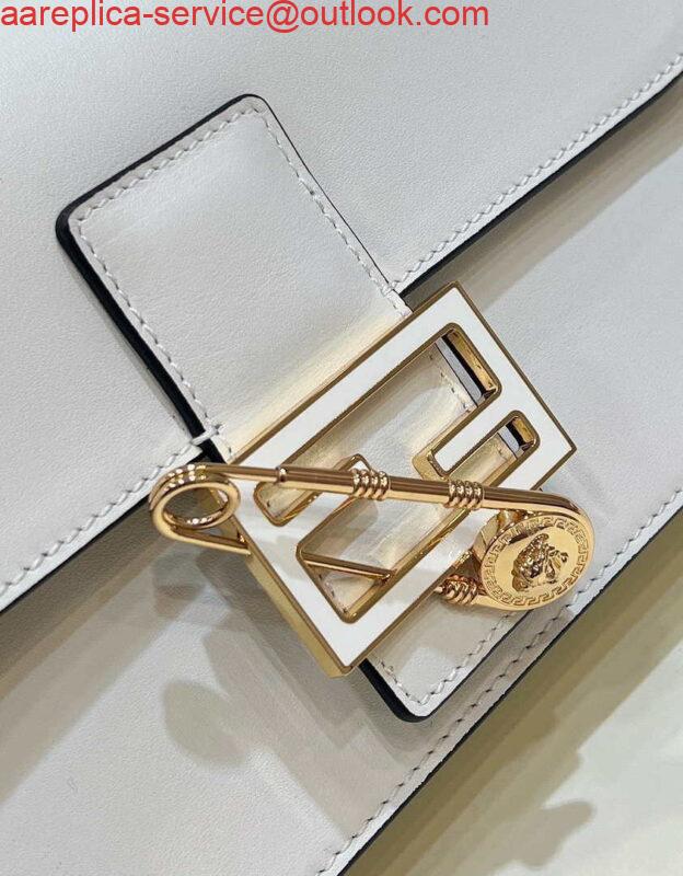 Replica Fendi 8BR801 Baguette brooch Fendace White leather 8563 bag 4