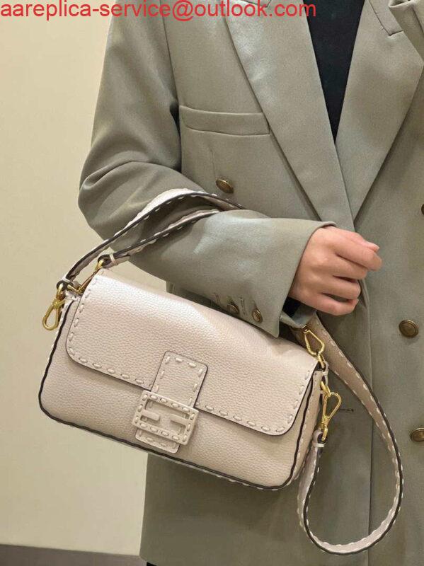 Replica Fendi 8BR600 Baguette White full grain leather bag 8393 10