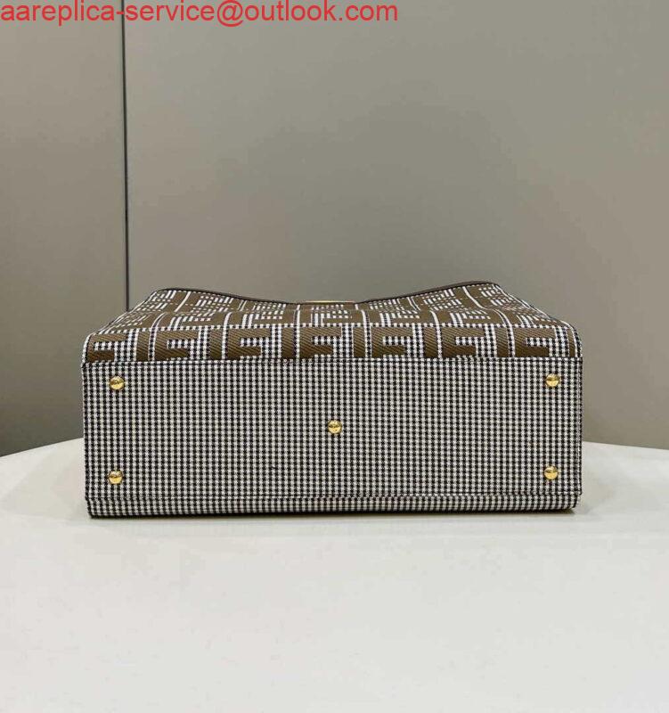 Replica Fendi 8BH374 X-Tote Brown houndstooth wool shopper with FF embroidery 8589 3