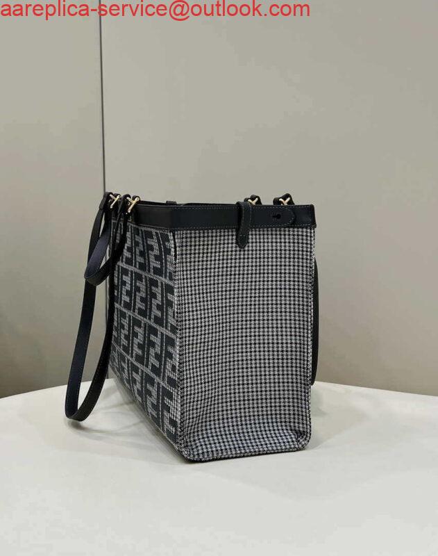 Replica Fendi 8BH374 X-Tote Gray houndstooth wool shopper with FF embroidery 2