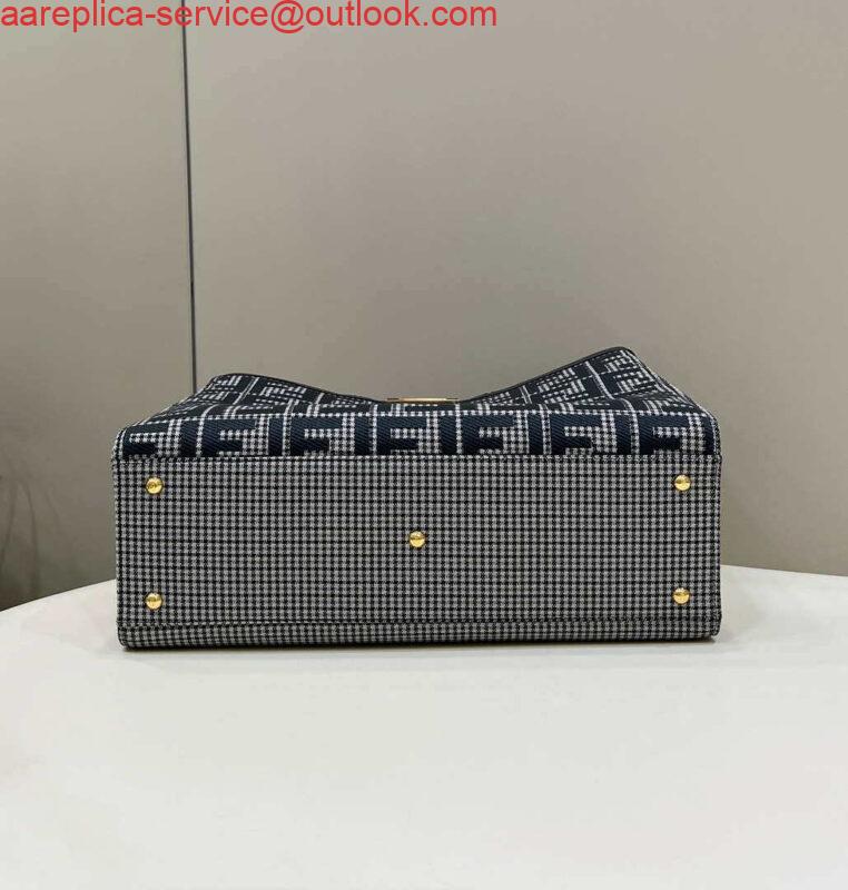 Replica Fendi 8BH374 X-Tote Gray houndstooth wool shopper with FF embroidery 3