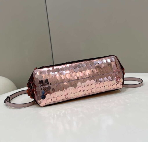 Replica Fendi 8BP129 Fendi First Small Rose Red Gold-colored leather and sequinned bag 80066 3