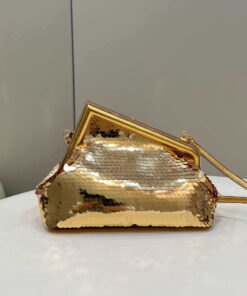 Replica Fendi 8BP129 Fendi First Small Gold-colored leather and sequinned bag 80066 2