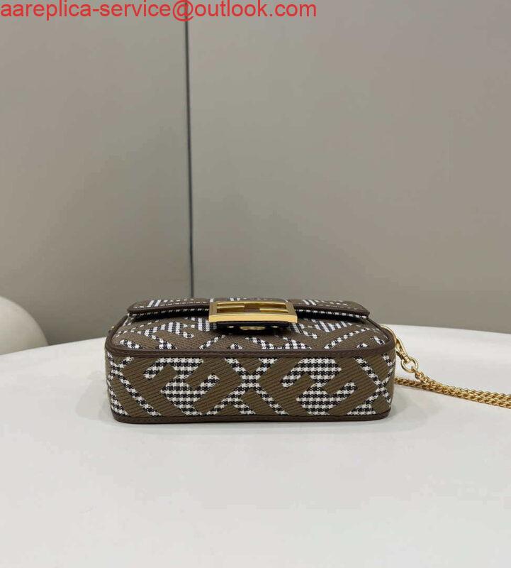 Replica Fendi 8BS017 Mini Baguette Brown houndstooth wool bag with FF embroidery 8588S 3