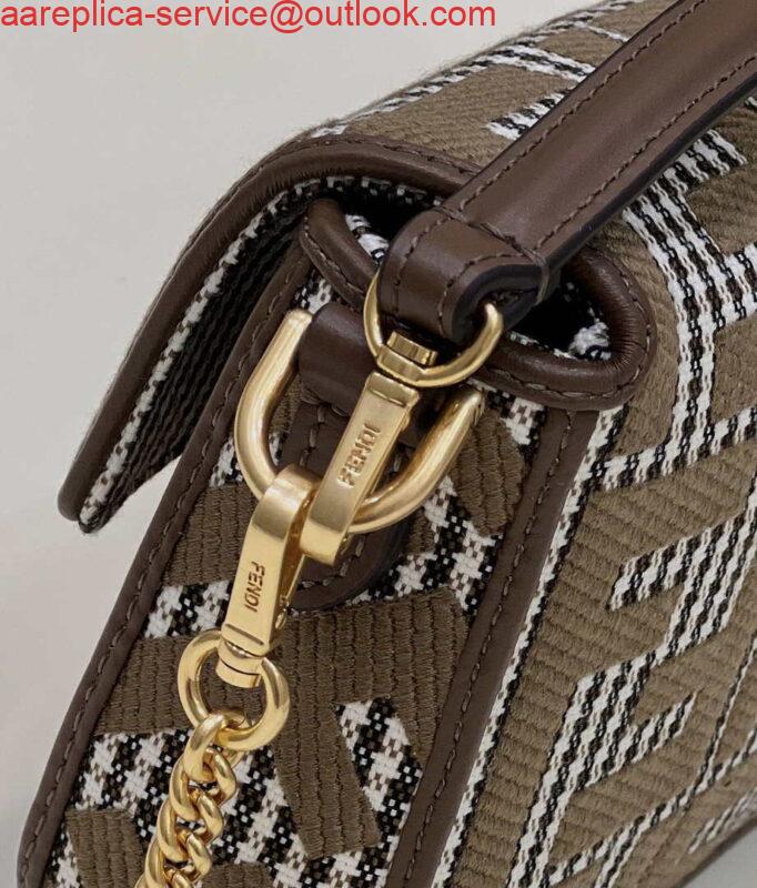 Replica Fendi 8BS017 Mini Baguette Brown houndstooth wool bag with FF embroidery 8588S 5