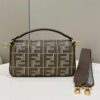 Replica Fendi 8BS017 Mini Baguette Brown houndstooth wool bag with FF embroidery 8588S 9