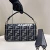 Replica Fendi 8BR600 Baguette Brown houndstooth wool bag with FF embroidery 9