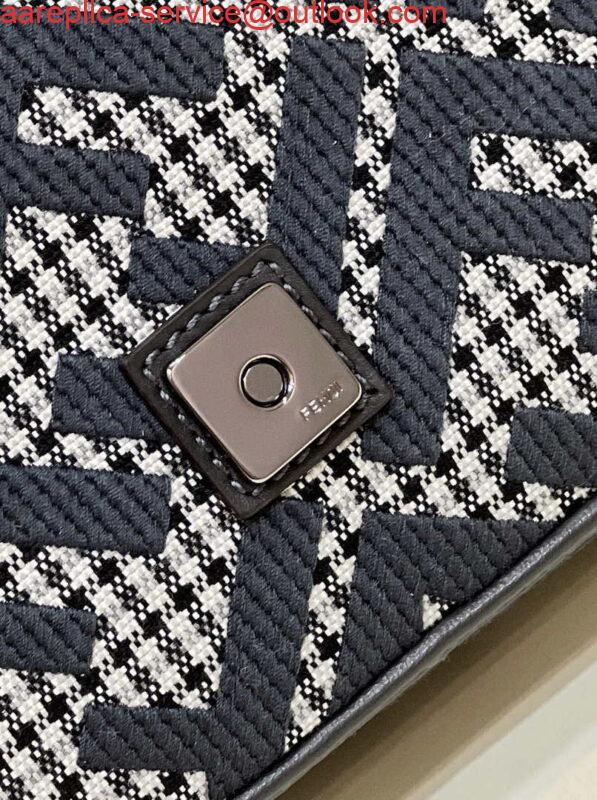 Replica Fendi 8BR600 Baguette Gray houndstooth wool bag with FF embroidery 5