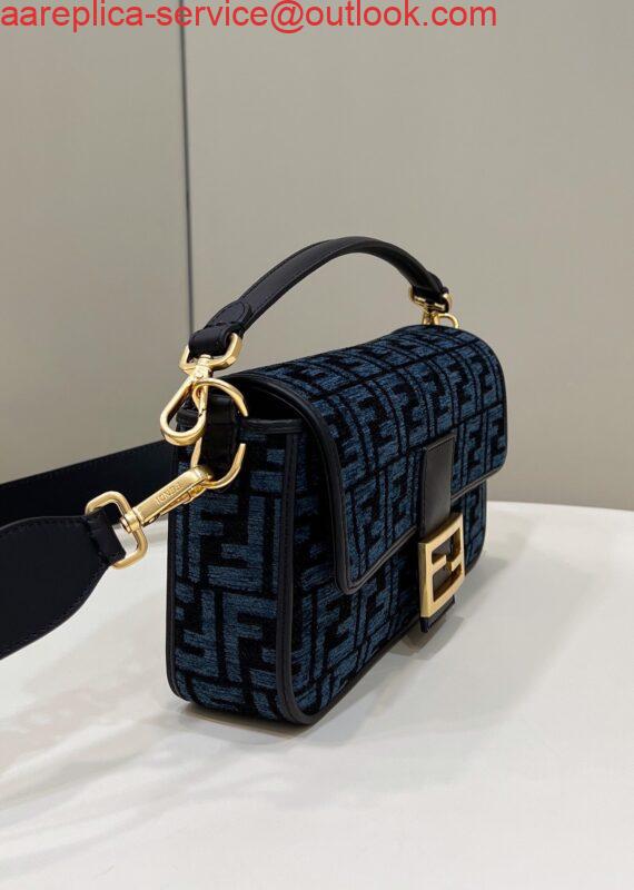 Replica Fendi 8BR600 Baguette Chain Midi Navy Blue FF tapestry fabric bag 8579 2