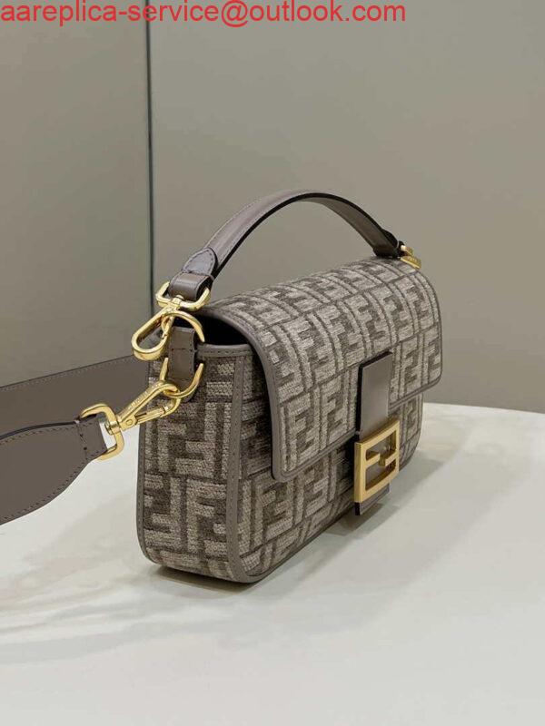 Replica Fendi 8BR600 Baguette Chain Midi Dove gray FF tapestry fabric bag 8579 2