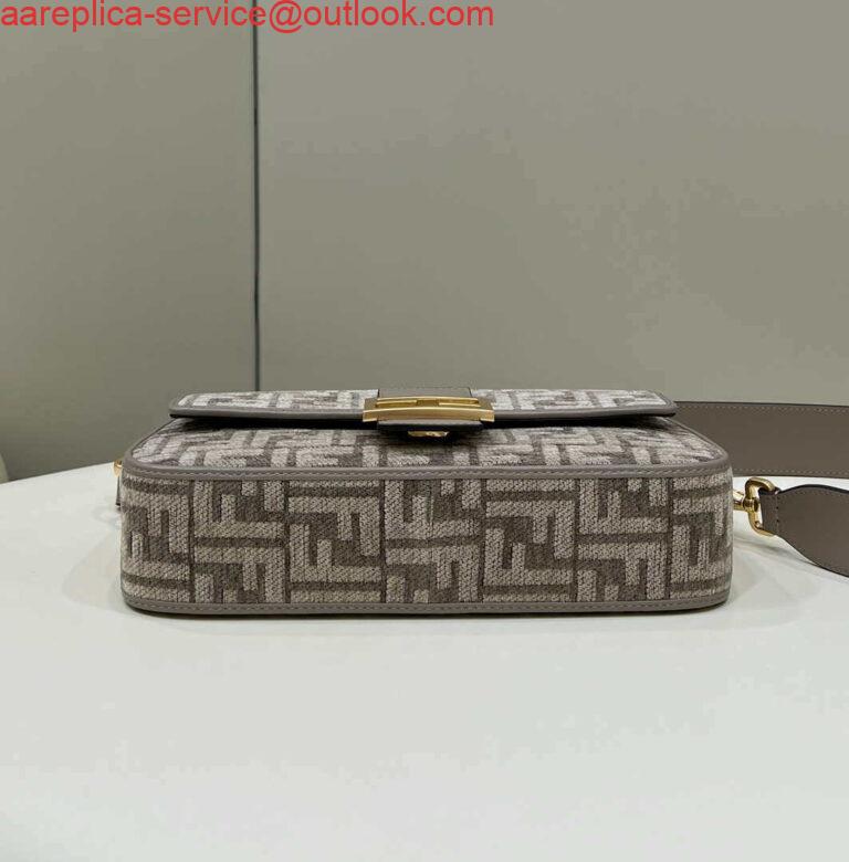 Replica Fendi 8BR600 Baguette Chain Midi Dove gray FF tapestry fabric bag 8579 3