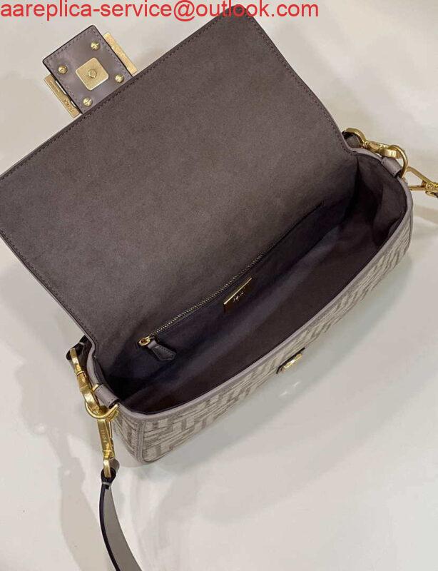 Replica Fendi 8BR600 Baguette Chain Midi Dove gray FF tapestry fabric bag 8579 8