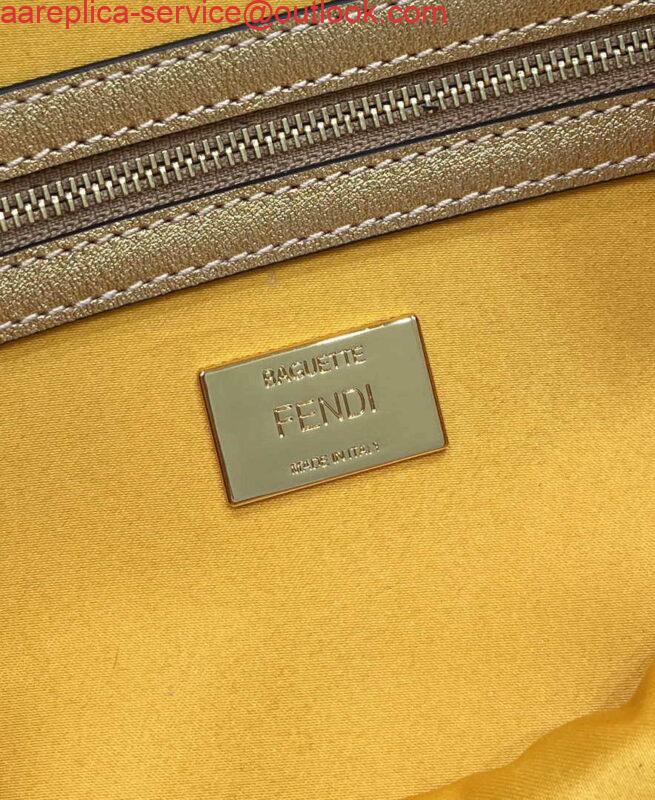 Replica Fendi 8BR792 Medium Baguette 1997 Gold Satin Bag with Sequins 8528 6