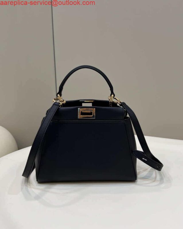 Replica Fendi 8BN335 Peekaboo ISeeU Small Black leather bag 2113s