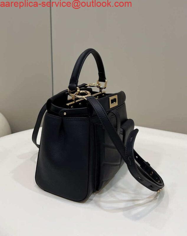 Replica Fendi 8BN335 Peekaboo ISeeU Small Black leather bag 2113s 2