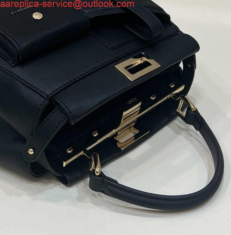 Replica Fendi 8BN335 Peekaboo ISeeU Small Black leather bag 2113s 6