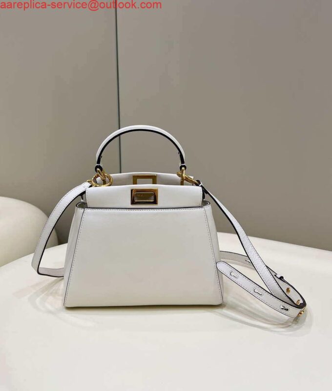 Replica Fendi 8BN335 Peekaboo ISeeU Small White leather bag 2113s