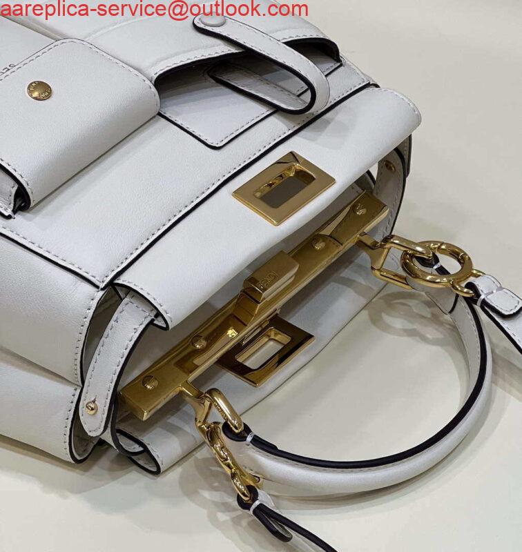 Replica Fendi 8BN335 Peekaboo ISeeU Small White leather bag 2113s 5