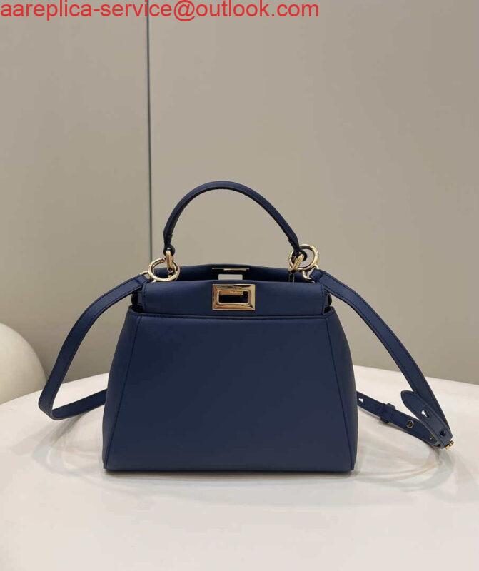 Replica Fendi 8BN335 Peekaboo ISeeU Small Navy blue leather bag 2113s 2