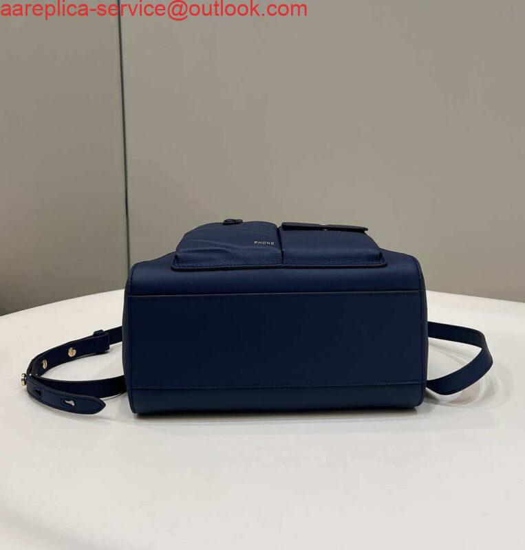 Replica Fendi 8BN335 Peekaboo ISeeU Small Navy blue leather bag 2113s 4