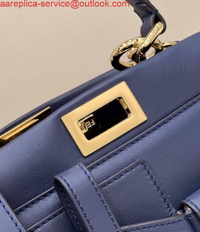 Replica Fendi 8BN335 Peekaboo ISeeU Small Navy blue leather bag 2113s 8