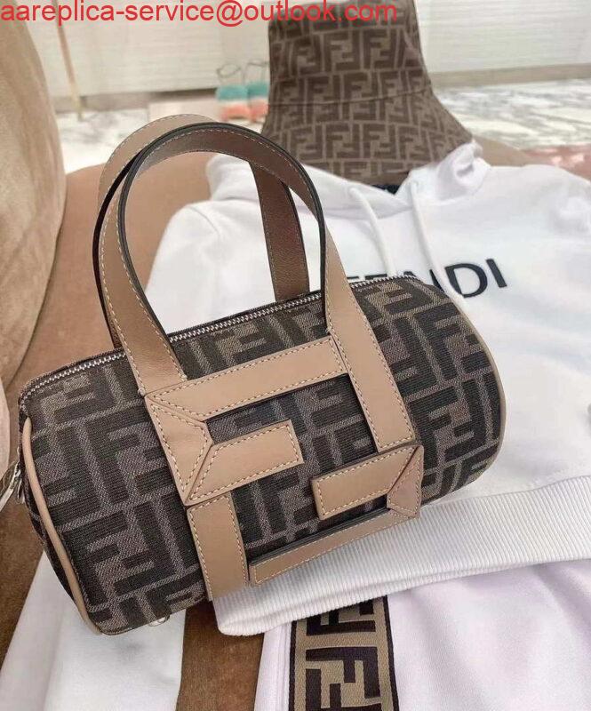 Replica Fendi 7VA570 Mini bag Brown FF fabric bag 15