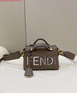 Replica Fendi 8BL145 By The Way Mini Gray leather small Boston bag