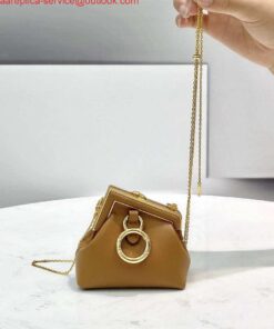 Replica Fendi 7AS051 Nano Fendi First Charm Charm in Brown nappa leather 2