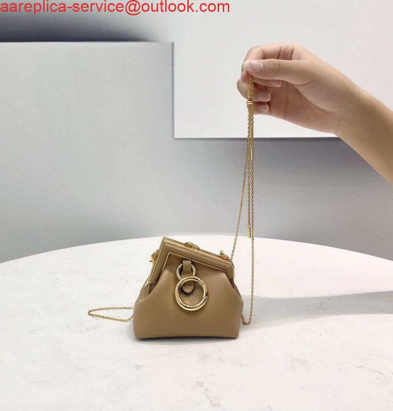 Replica Fendi 7AS051 Nano Fendi First Charm Charm in Apricot nappa leather 3