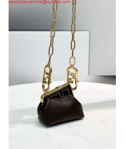 Replica Fendi 7AS051 Nano Fendi First Charm Charm in Coffee nappa leather