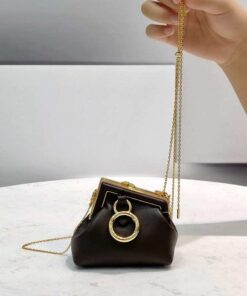 Replica Fendi 7AS051 Nano Fendi First Charm Charm in Coffee nappa leather 2