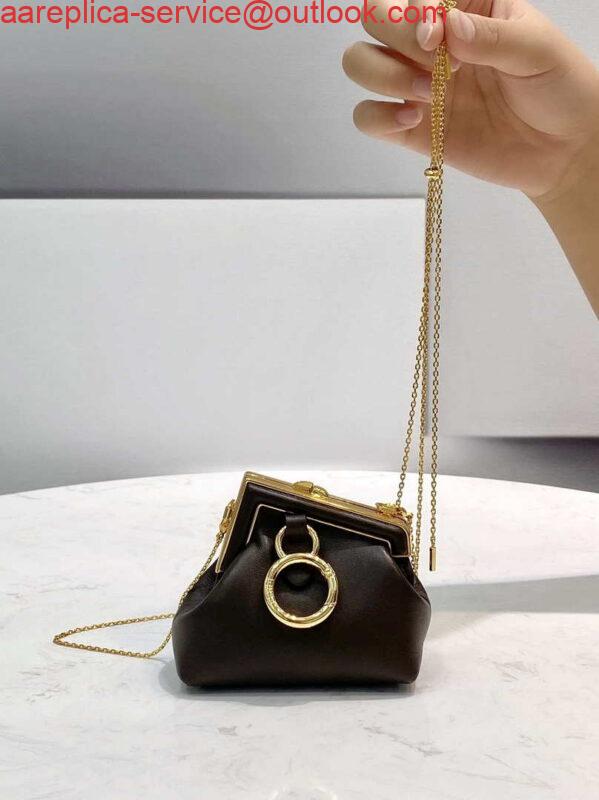 Replica Fendi 7AS051 Nano Fendi First Charm Charm in Coffee nappa leather 2