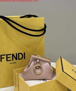 Replica Fendi 7AS051 Nano Fendi First Charm Charm in pink nappa leather 2