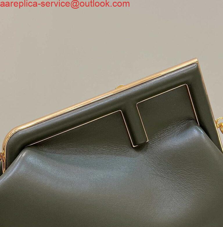 Replica Fendi 8BP127 FENDI FIRST Medium Dark Green leather bag 4