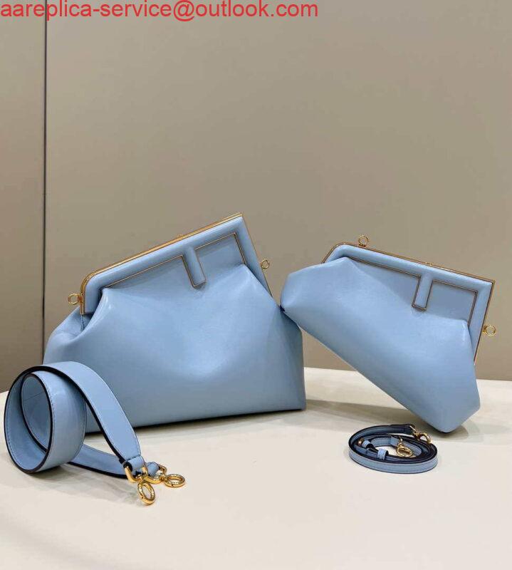 Replica Fendi 8BP127 FENDI FIRST Medium Light Blue leather bag 4