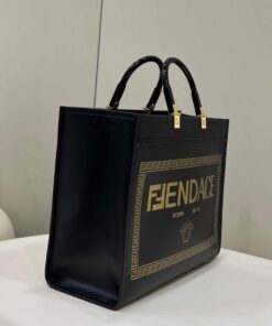 Replica Fendi 8BH386 Sunshine Medium Tote Bag Black 2