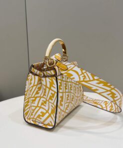 Replica Fendi 8BN244 Peekaboo Signature Mini Bag Yellow White