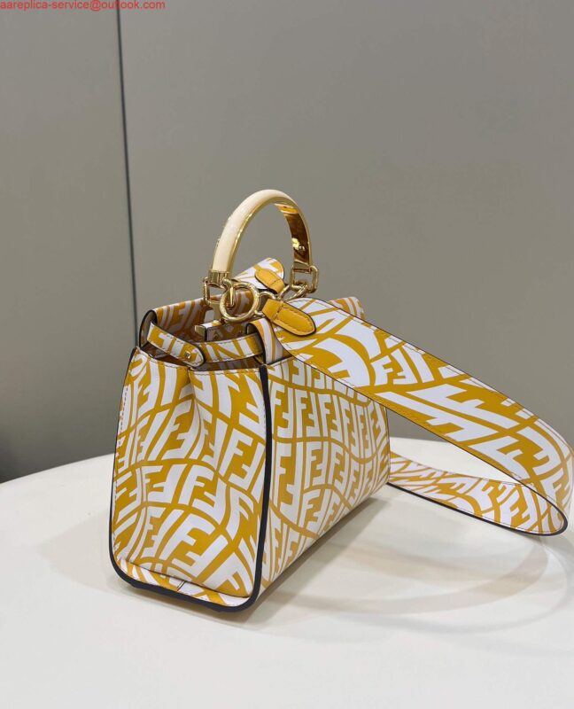 Replica Fendi 8BN244 Peekaboo Signature Mini Bag Yellow White