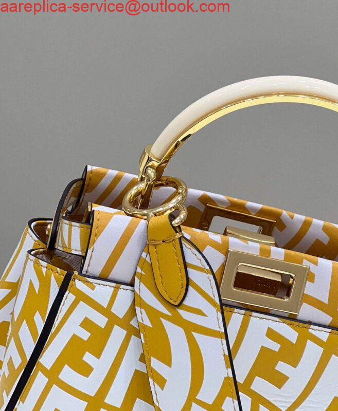 Replica Fendi 8BN244 Peekaboo Signature Mini Bag Yellow White 5