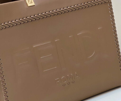 Replica Fendi 8BH386 Sunshine Medium Fuchsia Leather Shopper Bag 8535 Khaki 5