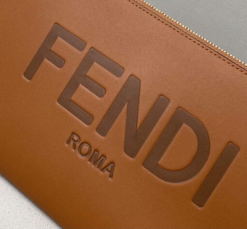 Replica Fendi 8N0178AC9S Fendi logo flat pouch clutch 8370S Tan 3