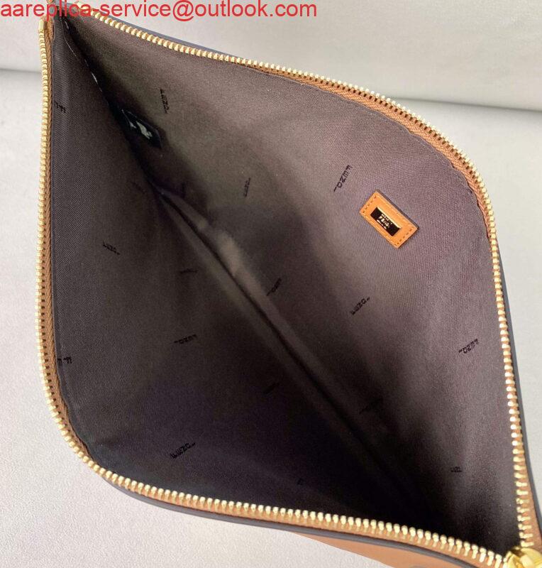 Replica Fendi 8N0178AC9L Fendi logo flat pouch clutch 8370L Tan 7